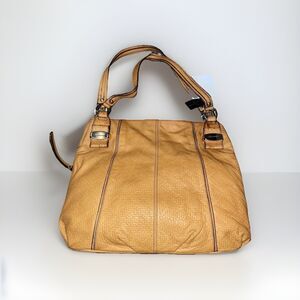 B Makowsky Nutmeg Leather Large Handbag With Matching Wristlet